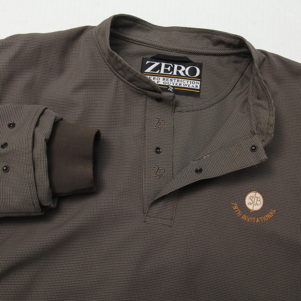 Zero Restriction Golf Pullover Jacket Mens L Brown Houndstooth Spring Brook CC